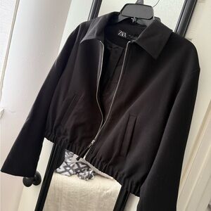 Zara Women's Black Bomber Jacket